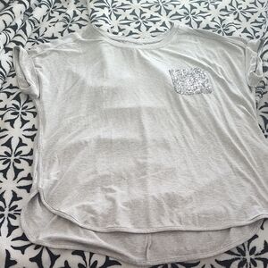 Soft Gray Shirt With Silver Sequin Pocket